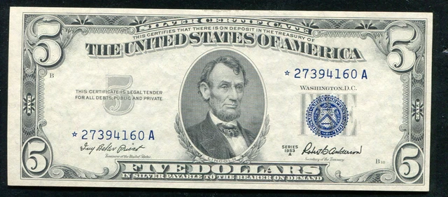 Fr 1656* 1953-A $5 Five Dollars *Star* Silver Certificate Gem Uncirculated
