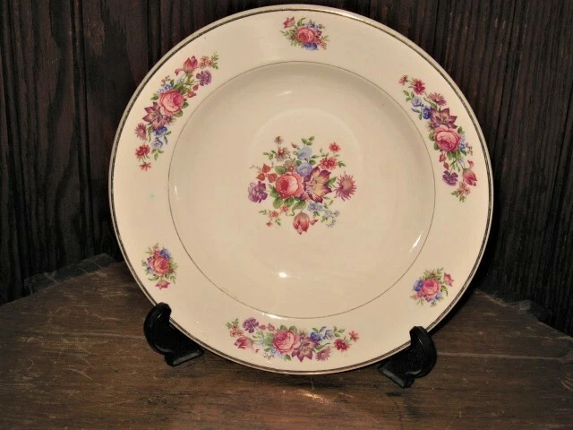 assiette creuse Sarreguemines décor GUY fleurs  23.5 cm