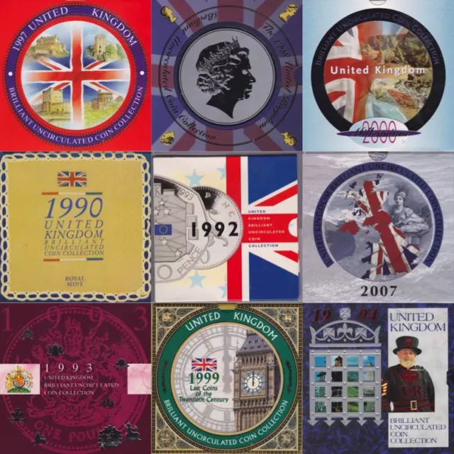 1982 - 2008 Brilliant Uncirculated Coin Year Sets BU British Pack set Packs UK