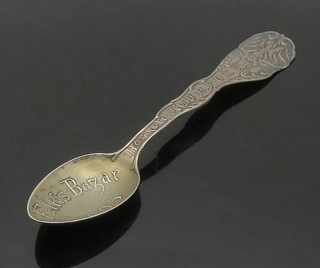 925 Sterling Silver - Vintage Elks Bazar 1895 Decorative Esporesso Spoon- TR2255