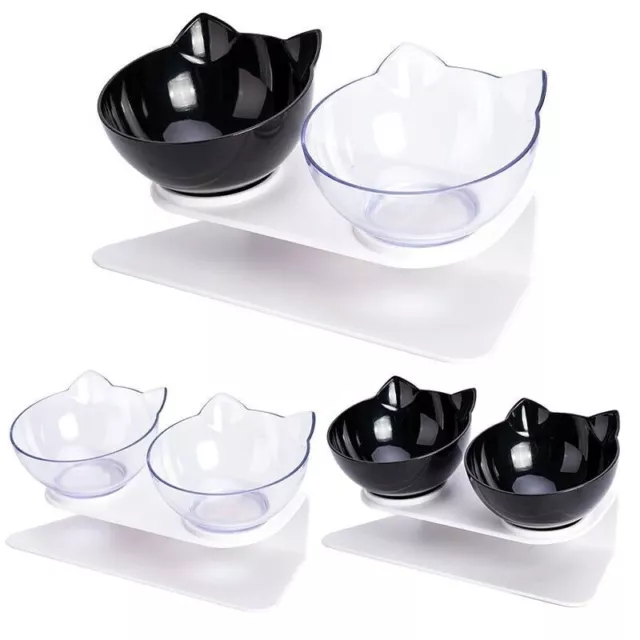 Double Cat Bowl Pet Bowls Stand Dog Elevated Feeder Food Water Raised Lifted AU 2