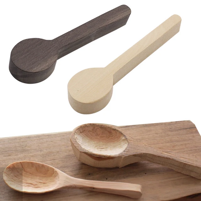 Hágalo usted mismo Cuchara de talla de madera haya/madera de nogal sin terminar Madera artesanal Reducción K Y4