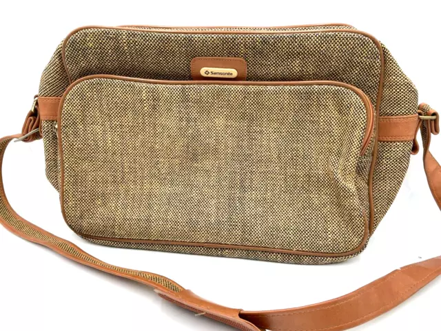 *Vintage - SAMSONITE - BROWN TWEED - Carry-On LUGGAGE Shoulder Bag - NICE!