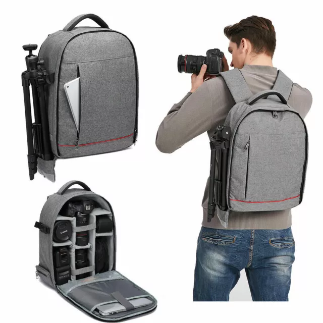 Camera Backpack Water Resistant Polyester Rucksack Unisex Shockproof DSLR