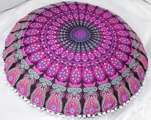 Nuovo Grande Rotondo Mandala Meditazione Cuscino da Pavimento Cover Indiano Pouf