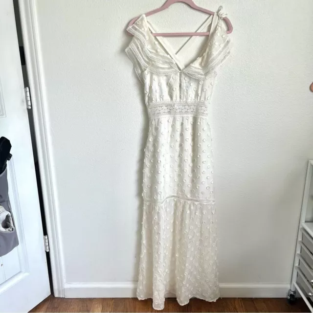 SELF-PORTRAIT Daisy Off Shoulder Maxi Dress White size 4
