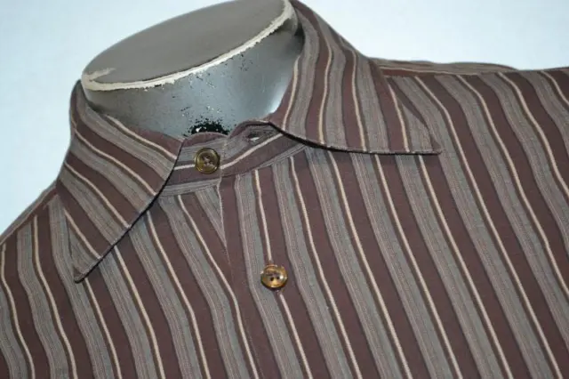 14697 Ermenegildo Zegna Dress Shirt Brown Striped Size XL Mens