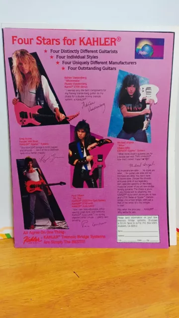Kahler Guitar Tremolo Four Stars Guitar Ad Print  11 X 8.5.