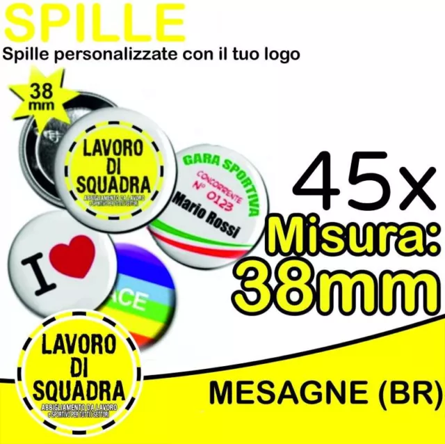 45 SPILLE DA 38mm SPILLE SPILLETTE PINS PERSONALIZZATE CON IL TUO LOGO PIN