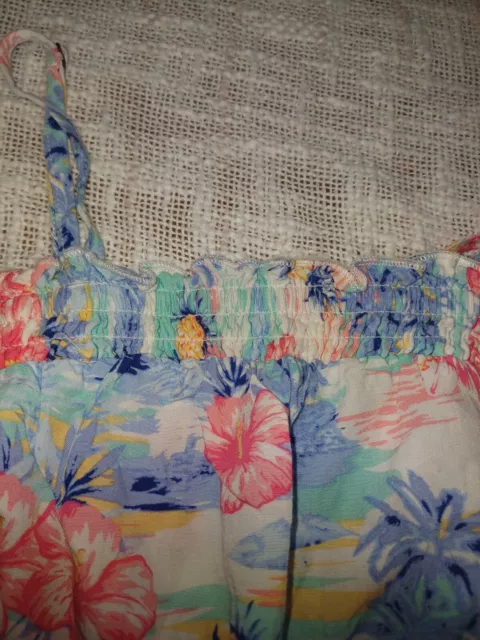 Pipping Hot Target Girls Size 12 Tropical Shirred Light Wt Cotton Spagetti EUC 2