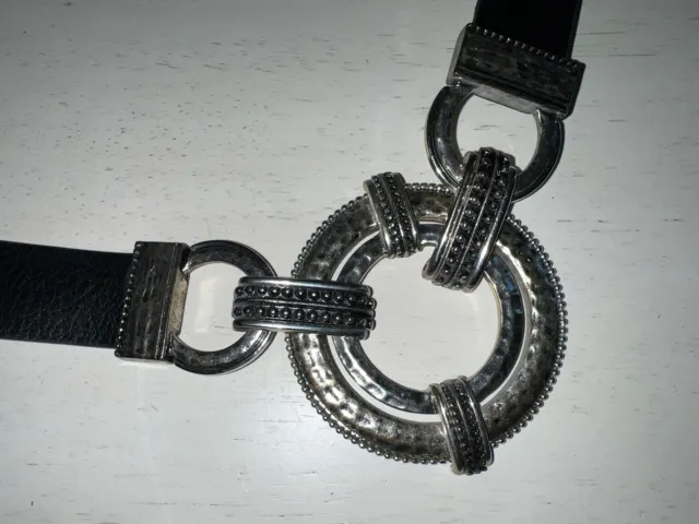Chicos Adjustable Belt Black Leather M/L NWOT