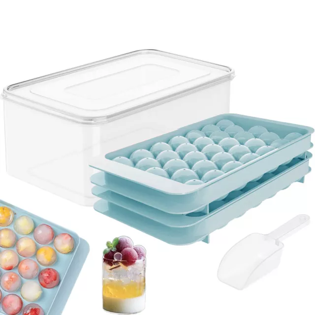 Mini 66 Sphere Ice Cube Tray Easy Pop out Jelly Maker  Silicone Lid Mould