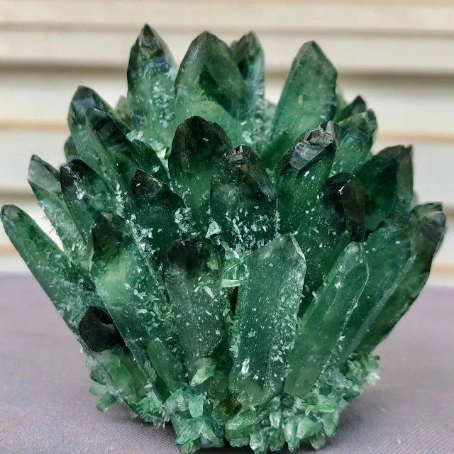 388g   New Find Green Phantom Quartz Crystal Cluster Mineral Specimen Healing