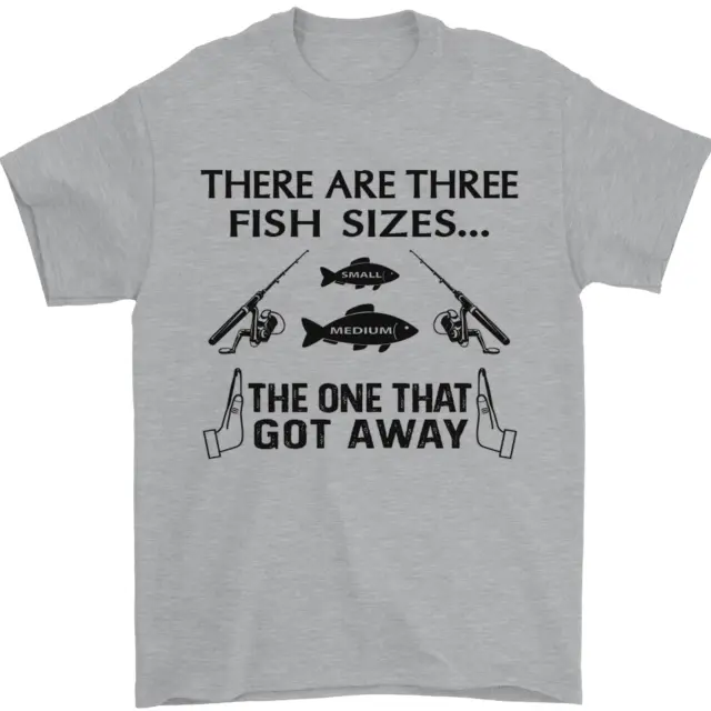 Three Fish Sizes Funny Fishing Fisherman Mens T-Shirt 100% Cotton