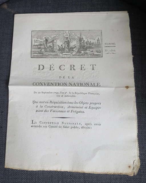 MARINE MILITAIRE décret Convention Nationale 1793 réquisition construction
