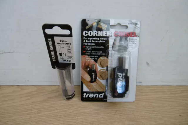 Trend Hinge Jig Corner Chisel C/Chisel & Tr12X1/4Tc Tr12  1/4" Router Bit