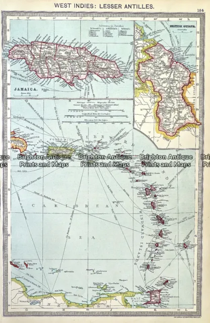 Antique map - West Indies: Lesser Antilles by Helmsford c.1905 Ref# 232-713