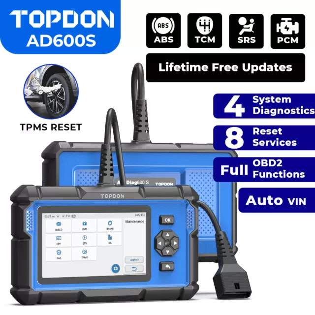 TOPDON ArtiDiag600S PCM/TCM/ABS/SRS OBD2 SAS EPB Scanner Engine Diagnostic Tool