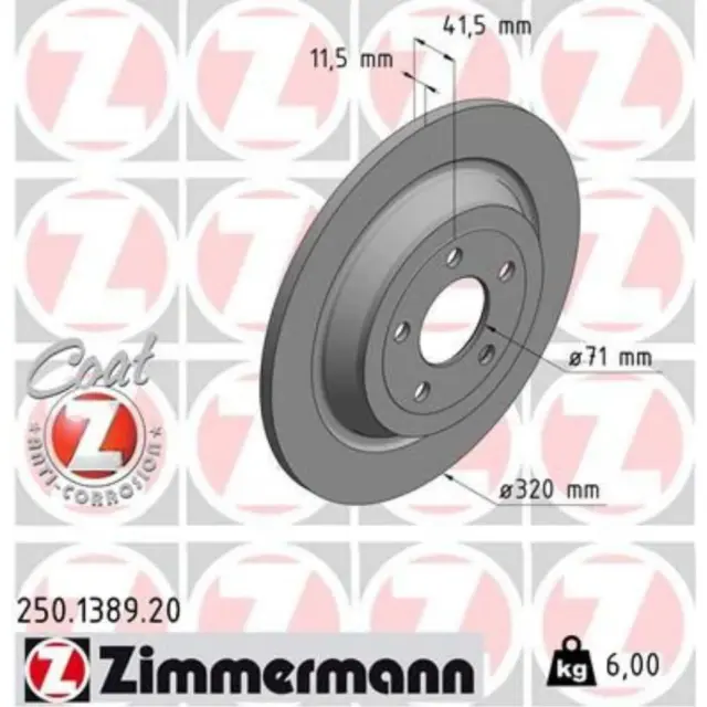 ZIMMERMANN 2x Disco Freno Posteriore Ø318 MM Pieno per Ford USA MUSTANG Coupe