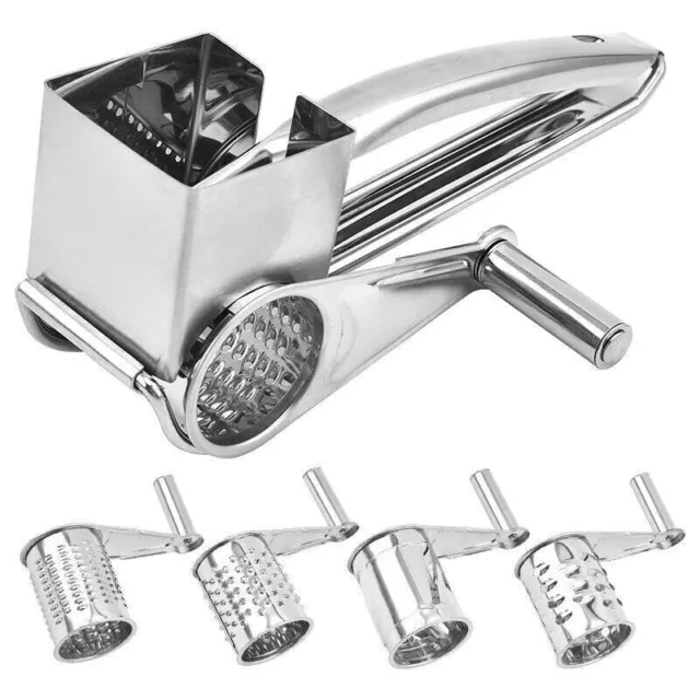 4 Set Multifunction Rotary Cheese Grater Hand Held Cut Slicer Stainless Steel AU 2