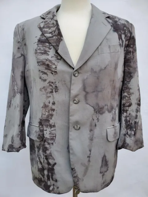 FENDI Blazer suit Jacket coat blue gray purple black unisex Wool tie dyed Med L