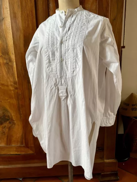 Antique White Cotton GRANDPERE SHIRT 2 Pan + Plastron Religious Folds No. 3