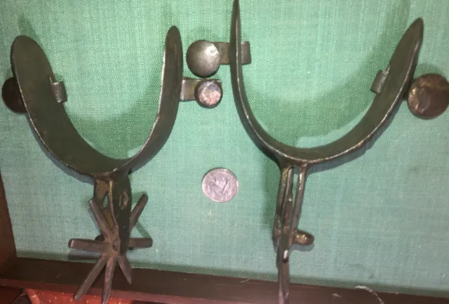 VINTAGE PAIR OF MEXICAN SILVER And BRASS DECORATED SPURS