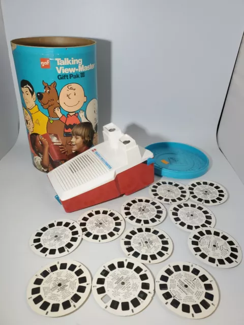 Vintage Talking View-Master TALKING GIFT PAK 3 SET WITH CANISTER