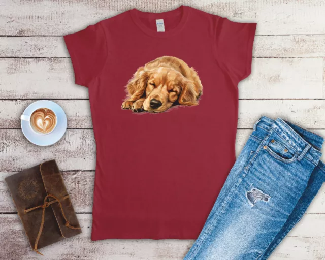 Golden Retriever Sleeping Ladies Fitted T Shirt Sizes Small-2XL