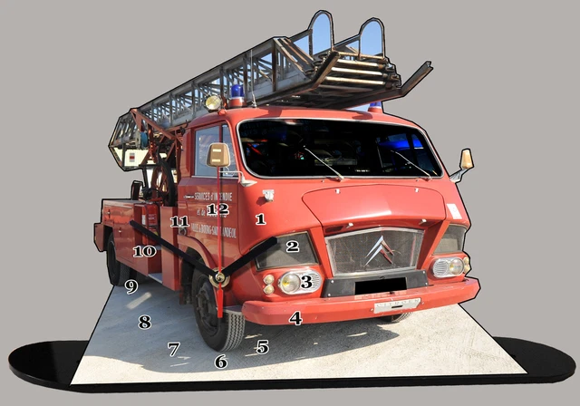 Miniature Camion De Pompier UNIC Avec Horloge Intégrée – 20x30 Cm