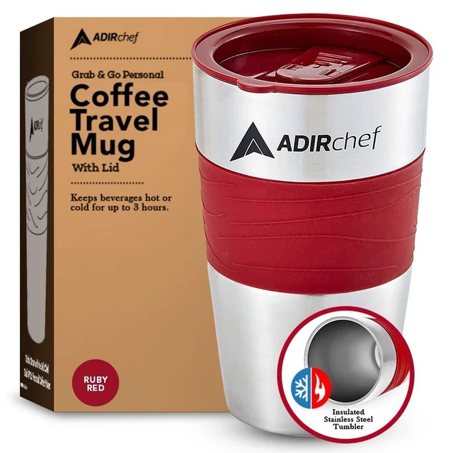 AdirChef Travel Coffee Mug 15 Oz - Insulated BPA Free Stainless Steel Vacuum...