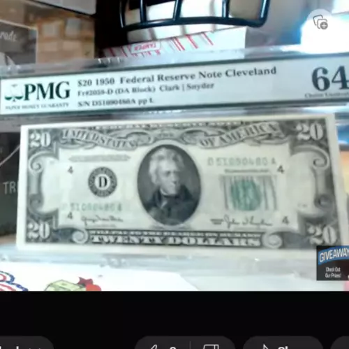 Fr.2059-D $20 1950 CLEVELAND Federal Reserve Note PMG 64 UNCIRCULATED