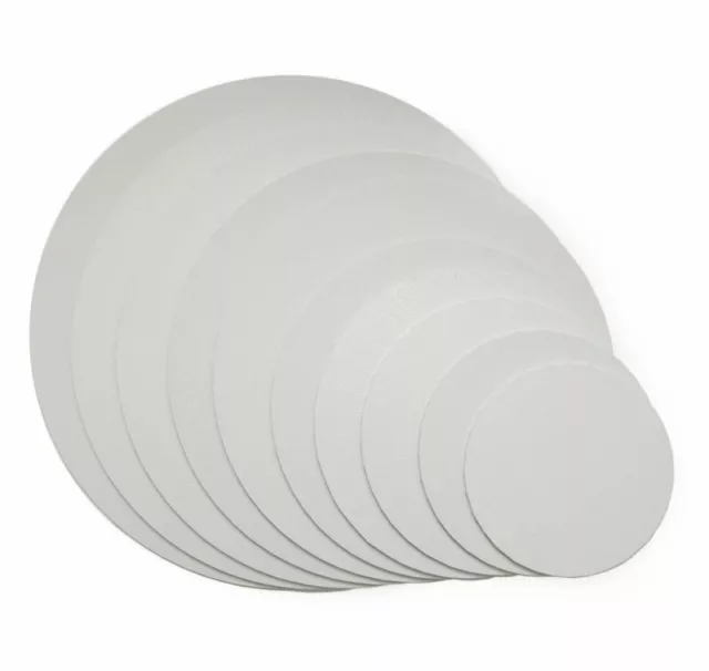 Pack 5 Masonite Cake Boards 12"/30cm x 5mm White Round Cake Boards 2