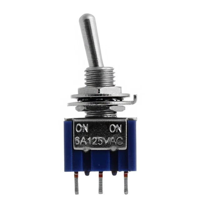 Rocker Toggle Switch SPDT 3 Pin 2 Position (ON-ON) Metal Bat Switch Easy to Use