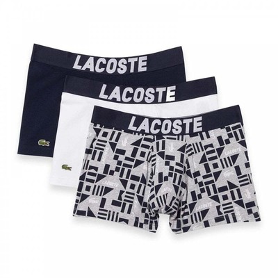 Lacoste Lacoste 3-Pack Iconic Cotton Stretch Boxer Trunks Rayures Marine Blanc 
