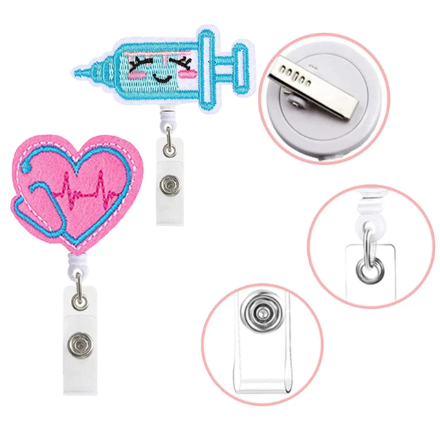 2 Pcs Gefühlt Leicht Zu Ziehender Knopf Student Kartenhalter-Clip