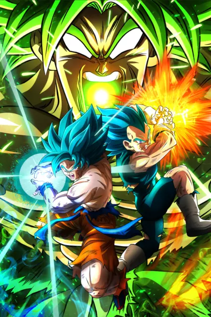 Dragon Ball Poster Gogeta Blue vs Full power Broly 12in x18in Free Shipping