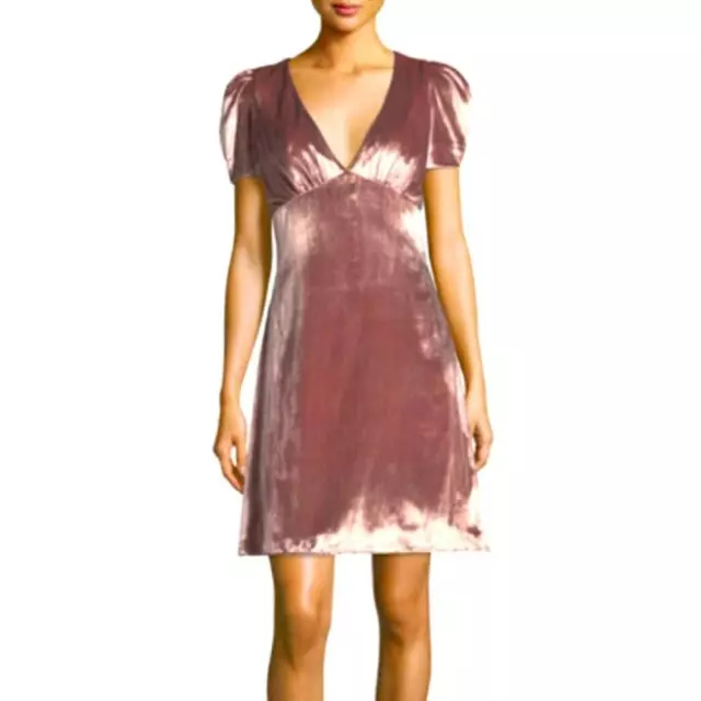 Milly Christine Puff-Sleeve Panne Velvet Dress NWT