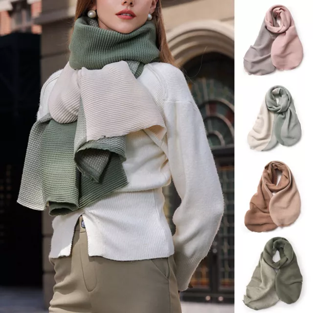 Doppio Lato Pieghe Cashmere Sciarpa Spessa Caldo Foulard Elegante Fatt ^