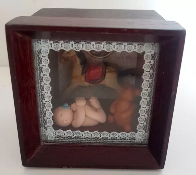 Beautiful Rare Miniature Baby Child Room Wood 3D Shadow Box Picture Box Diorama