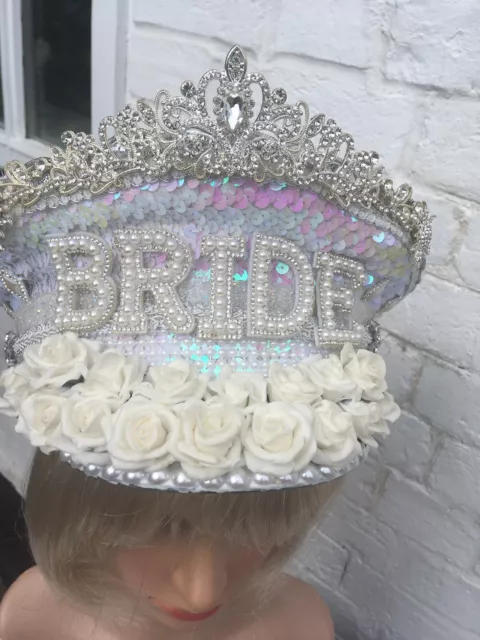 Cappello da notte sposa/polla paillettes floreale impreziosito