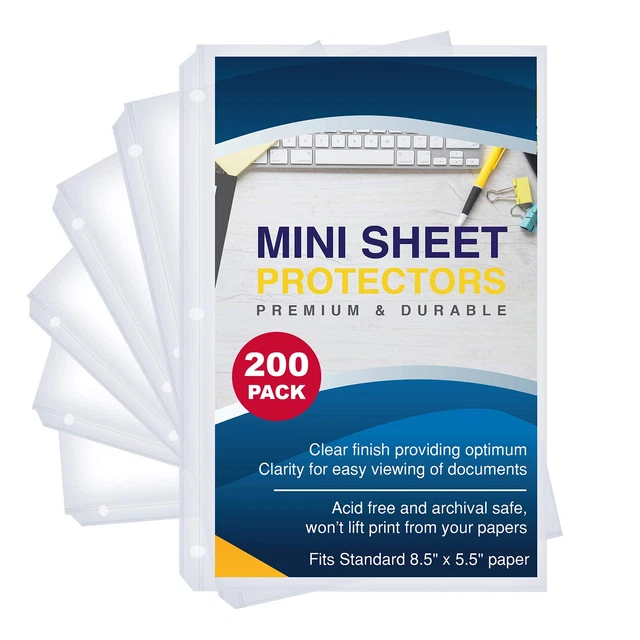 Heavyweight Clear Mini Sheet Protectors Holds 5.5 x 8.5 Inches Sheets, Fits a 3-