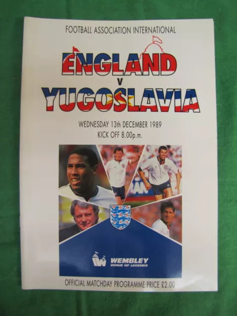 1989 England v Yugoslavia Football Programme