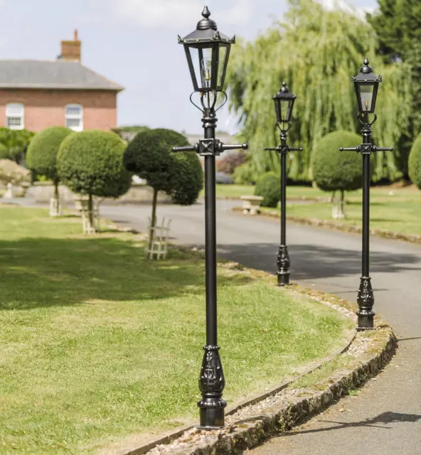 Deluxe Black Victorian Style Lamp Post Set Garden Lighting Set - 2.26M