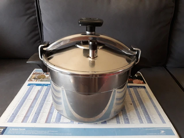 Cocotte SEB INOX 8 Litres Vintage, Poignée Orange, Induction Compatible