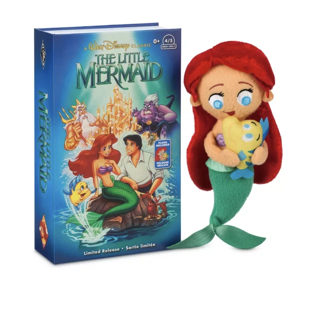 DISNEY THE LITTLE Mermaid Ariel Et Flounder VHS Petit Peluche Limitée Neuf W Box EUR 41,76
