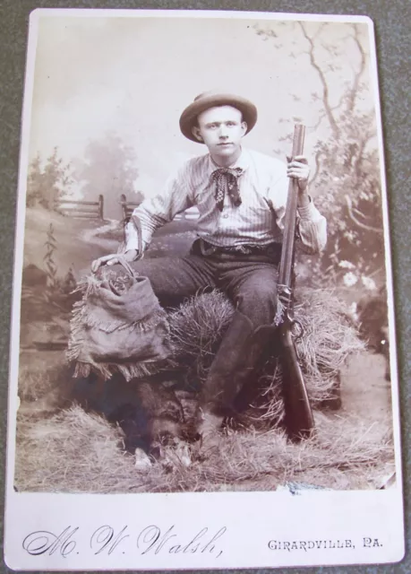 CABINET CARD photo HUNTER & HENRY RIFLE - GIRARDVILLE, PA pre Winchester Rifle