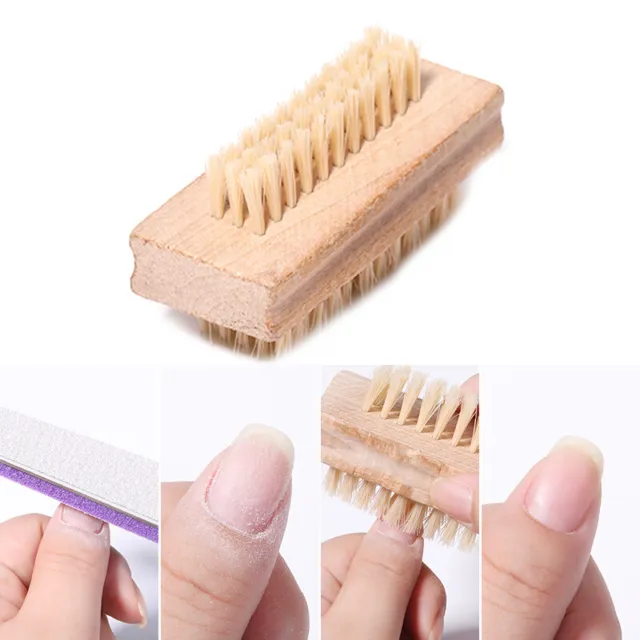 1 pieza cepillos de uñas manija de madera de doble cara removedor de lavado TooZ8