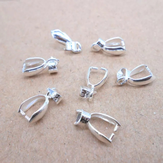 10PCS SIZE L 925 Sterling Silver Bail Connector Bale Pinch Clasp Pendant Making