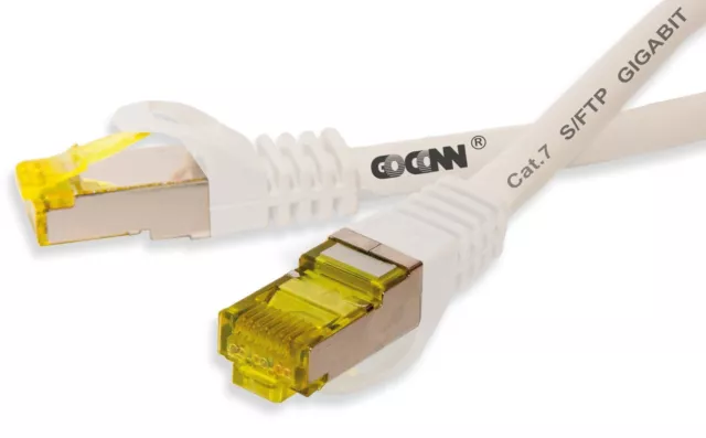 3x GoConn Patchkabel mit Cat7 Rohkabel 3m weiß S/FTP PiMF 500MHz 2xgeschirmt
